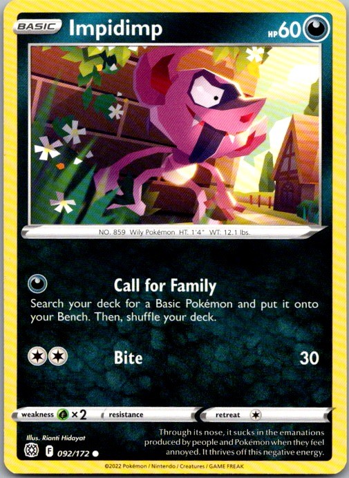 Impidimp #092/172 SWSH09: Brilliant Stars Common NM