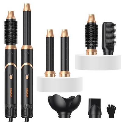 6 in 1 Hair Dryer Brush, Foldable Blow Dryer Brush with Styler Curler Wrap, D...