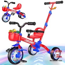 5 in 1 Toddler Bike for 1-5 Year Old, Tricycle with Push Handle, 5 in 1-Blue