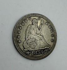 1854 With Arrows Silver Seated Liberty Quarter 25c F-VF Nice Eye Appeal #B0071