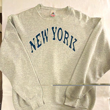 Vintage 90s Fruit of the Loom Men’s XL Gray Fleece Pullover New York Made in USA
