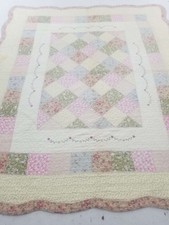 Vintage Feed Sack Multi Color Diamond Shape Block Pattern Quilt 94x79 inch