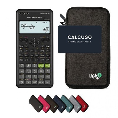 Casio fx-82ES Plus 2nd edition Taschenrechner + Schutztasche Dunkelgrau