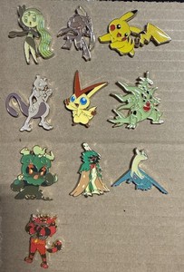 Lot of 10 Pokémon Official Enamel Pins - Tyranitar, Mewtwo, Pikachu, Meloetta