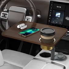 Car Desk Car Tray for Laptop  Food, Wooden Cup Holder Table with Adjustable Hei