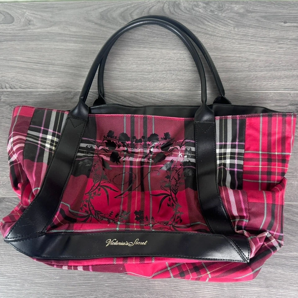 Victoria's Secret Tote Bag Limited Edition Red/White/Black Plaid - Image 4 of 4
