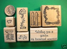 Friendship Bird-Garden Rubber Stamp Set, 7 wood mounted