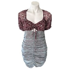 Free People Tessa Floral Ruched Mini Dress Size S NWT