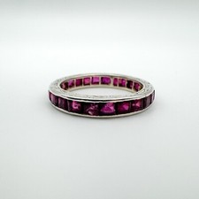 Vintage Antique Art Deco Platinum 1.6ct Ruby Full Eternity Band Ring Size K