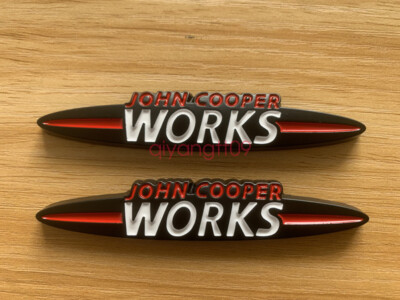 2Pcs Black JOHN COOPER WORKS 90mm Rear Trunk Badge Emblem for Car Mini Cooper