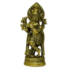 Golden Lord Krishna Barss Statue Murli Manohar Figurine Murti For Home D?cor