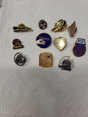 Vintage Various Organizations Pin Backs Lot Of 11 Jaycees, Hospice, Lions & More