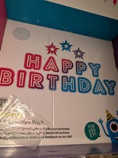 Happy Birthday Letters Yard Sign W Stars Colorful Lawn Sign With Streamers New 