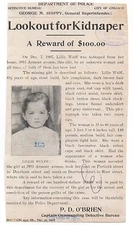 1907 Reward Poster for Kidnapping of small Girl in Chicago w/ Photo