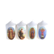 Mega Candles - Religious Figures Dome Top Pillar Candles - White, Set of 4