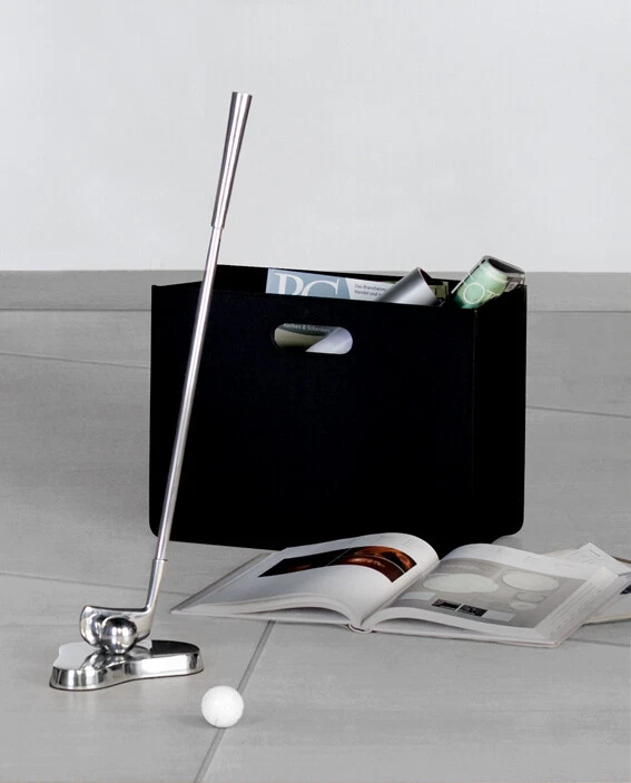 Design Zeitungskorb schwarz Textil Zeitungs Ständer Ablage Box - Bild 1 von 1