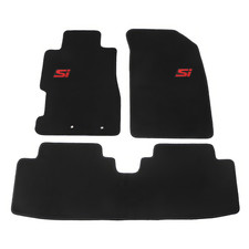 For 01-05 Honda Civic 02-05 Civic Si Nylon Floor Mats Black Carpets W Red Si