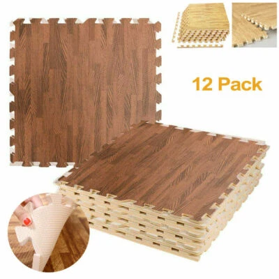 96SQ 60CM Wood Grain EVA Foam Floor Mats Gym Puzzle Interlocking Tile Mat 2Color - image 1 of 4