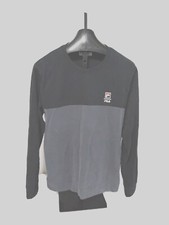 Nice Soft Thick Fila Size XL Pullover Sweatshirt Black Gray Cotton Spandex