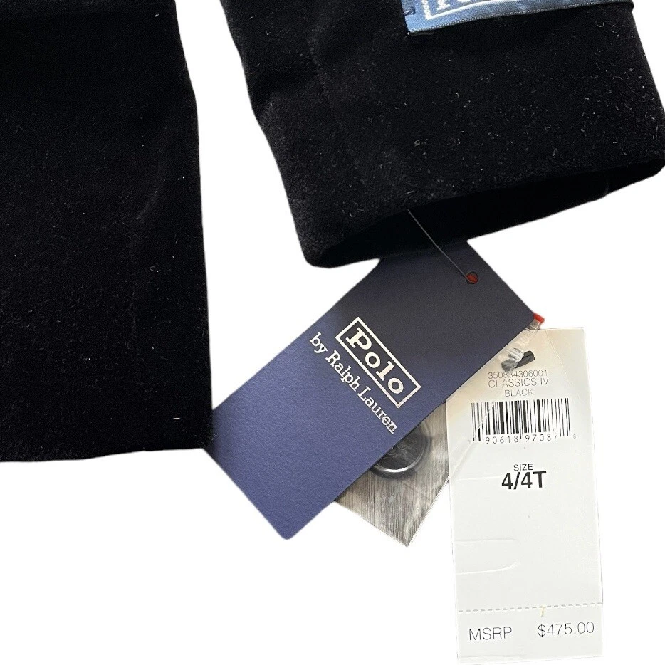 Новый $475 Polo Ralph Lauren Kids мальчиков бархат блейзер смокинг пальто опрятный черный 4Y - Изображение 4 из 4