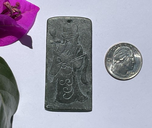 Colgante de piedra verde tallada Dios chino con caracteres - Imagen 3 de 3