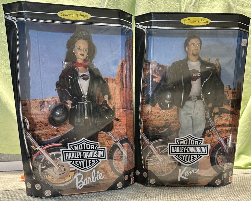 1998 Harley-Davidson Motor Cycle Barbie Dolls - Ken + Brunette