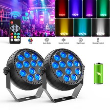 2Pcs 12LED RGB Wireless Battery Par Can Light Remote Stage DJ Party Par Lights
