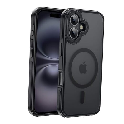 Strong Magnetic Case for iPhone 16 [10Ft Military-Grade Black Bumper