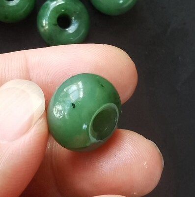 Donut circle good lucky Natural Nephrite green jade Pendant,Amulet rope necklace