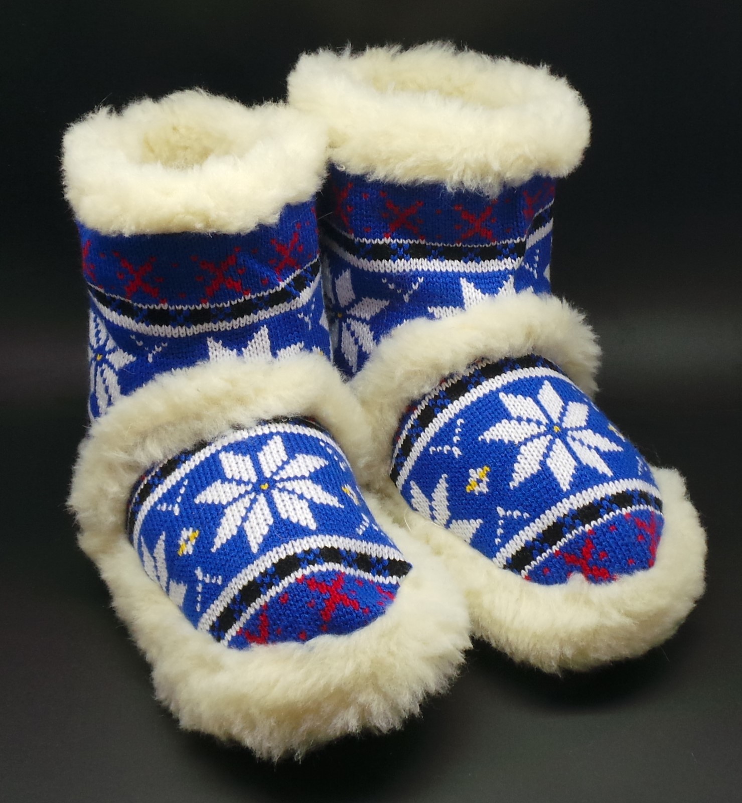 APL PANTOFOLE SCARPE DA CAPANNA [TG. 35 46] PANTOFOLE PELLICCIA DI AGNELLO BLU BIANCHE NUOVE