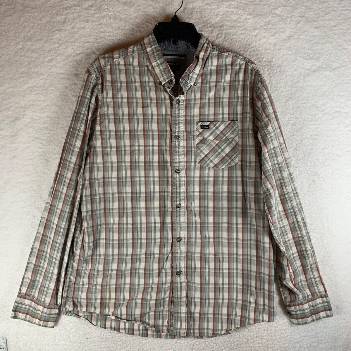 RVCA Men's Long Sleeve Vintage White Button Down Plaid Shirt 100% Cotton Size L | eBay RVCA Men's Long Sleeve Vintage White Button Down Plaid Shirt 100% Cotton Size L | eBay