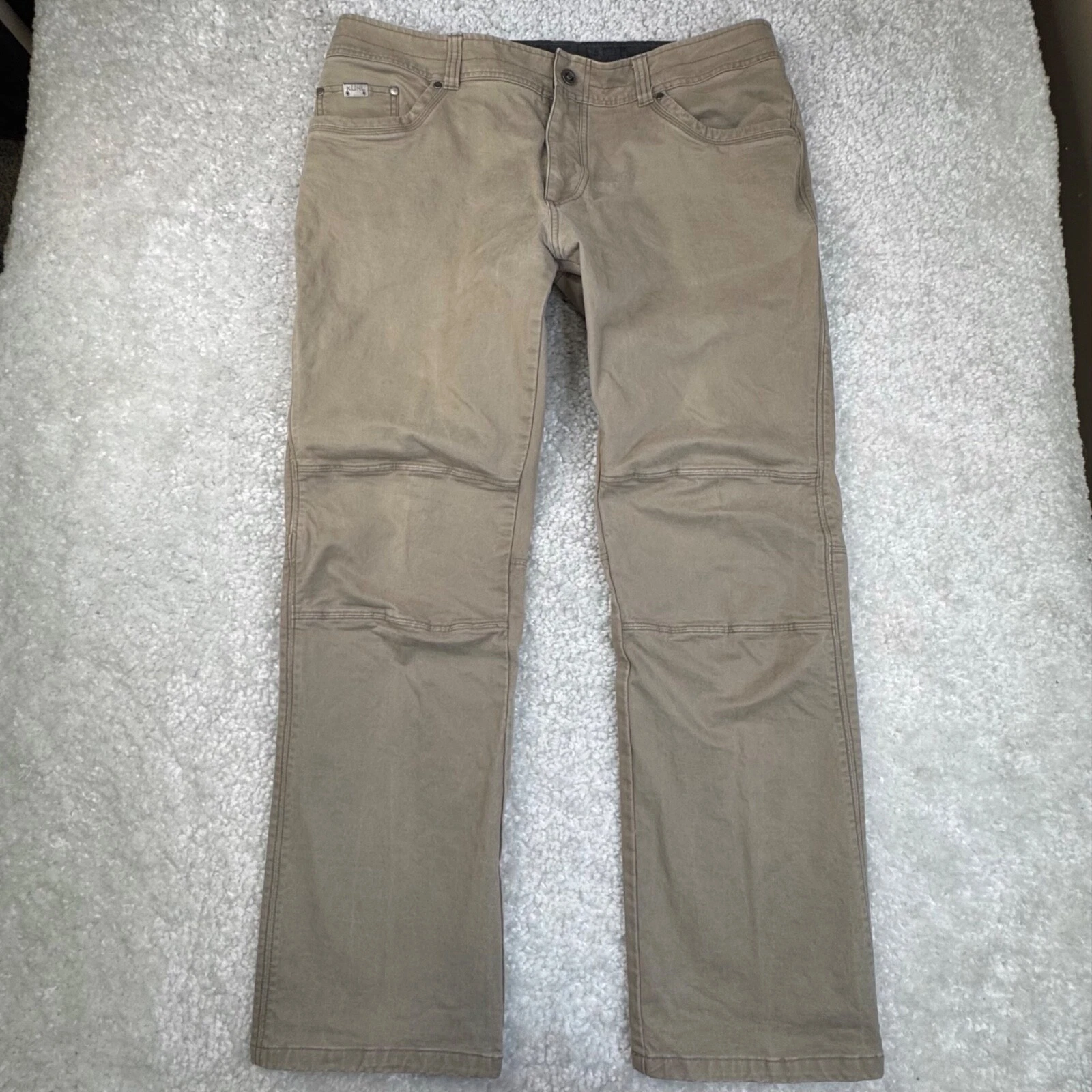 KUHL Pants Mens 40x32 Brown Flat Front Chino Vintage Patina Dye Rebel Cargo