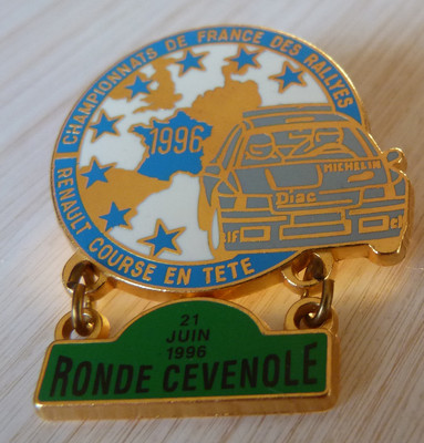 PIN'S RALLYE RONDE CEVENOLE TEAM DIAC MICHELIN RENAULT CLIO WILLIAMS FRANCE 1996