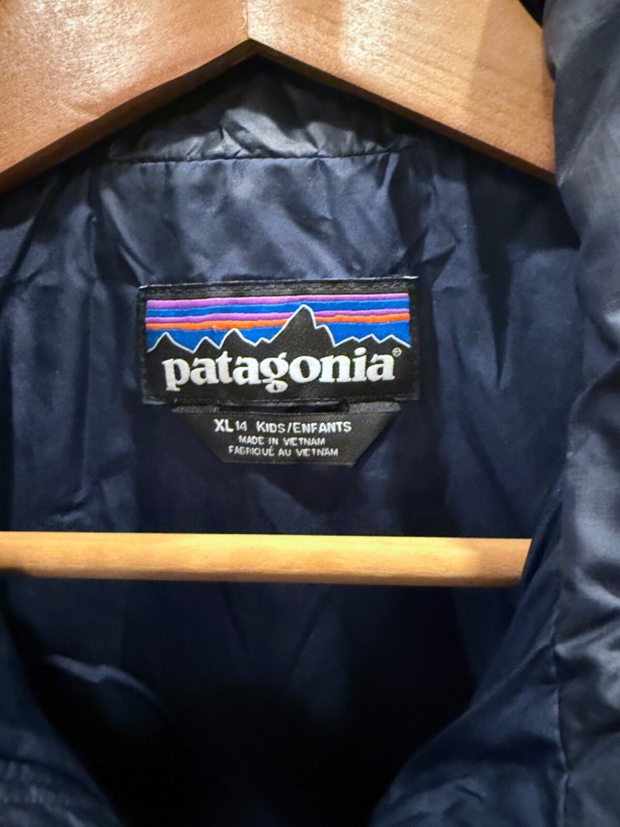 かー　patagonia KIDS XL 14 パタゴニア PATAGONIA Kids XL size 14 Full-Zip Lightweight Puffer Jacket Blue
