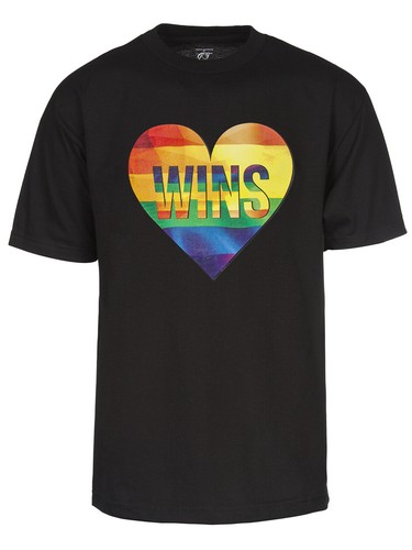 Mens Pride Love Wins Rainbow Heart Short-Sleeve T-Shirt - Picture 4 of 10