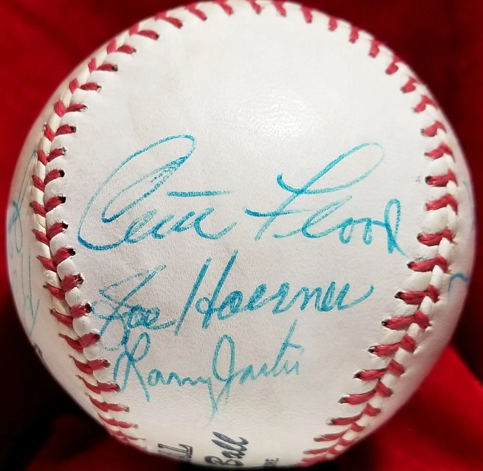 1966 St Louis Cardinals Team Signed Ball BOB GIBSON JACK BUCK 60s HOF vtg JSA - Image 3 of 4