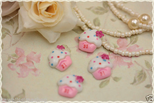 4pz miniatura resina doll house fimo cernit orecchini collane cupcakes - Picture 1 of 1