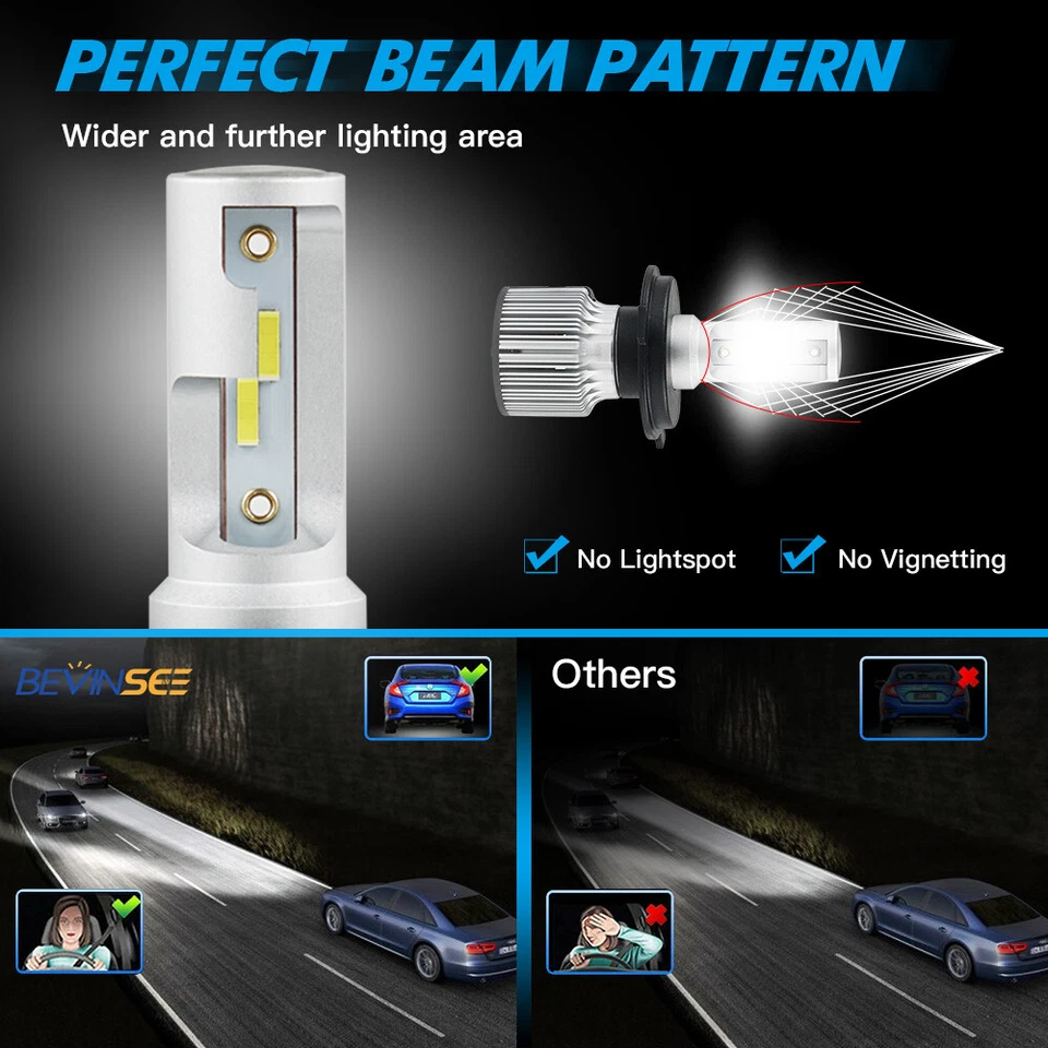 H4 LED Headlights For Ski-Doo MXZ 1200 4-TEC TNT 09-18 6000K White 2x 9003 Bulbs - Image 4 of 4