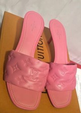 LOUIS VUITTON PINK MONOGRAM EMBOSSED REVIVAL LEATHER SANDAL/MULE, SIZE 4O/ US 10