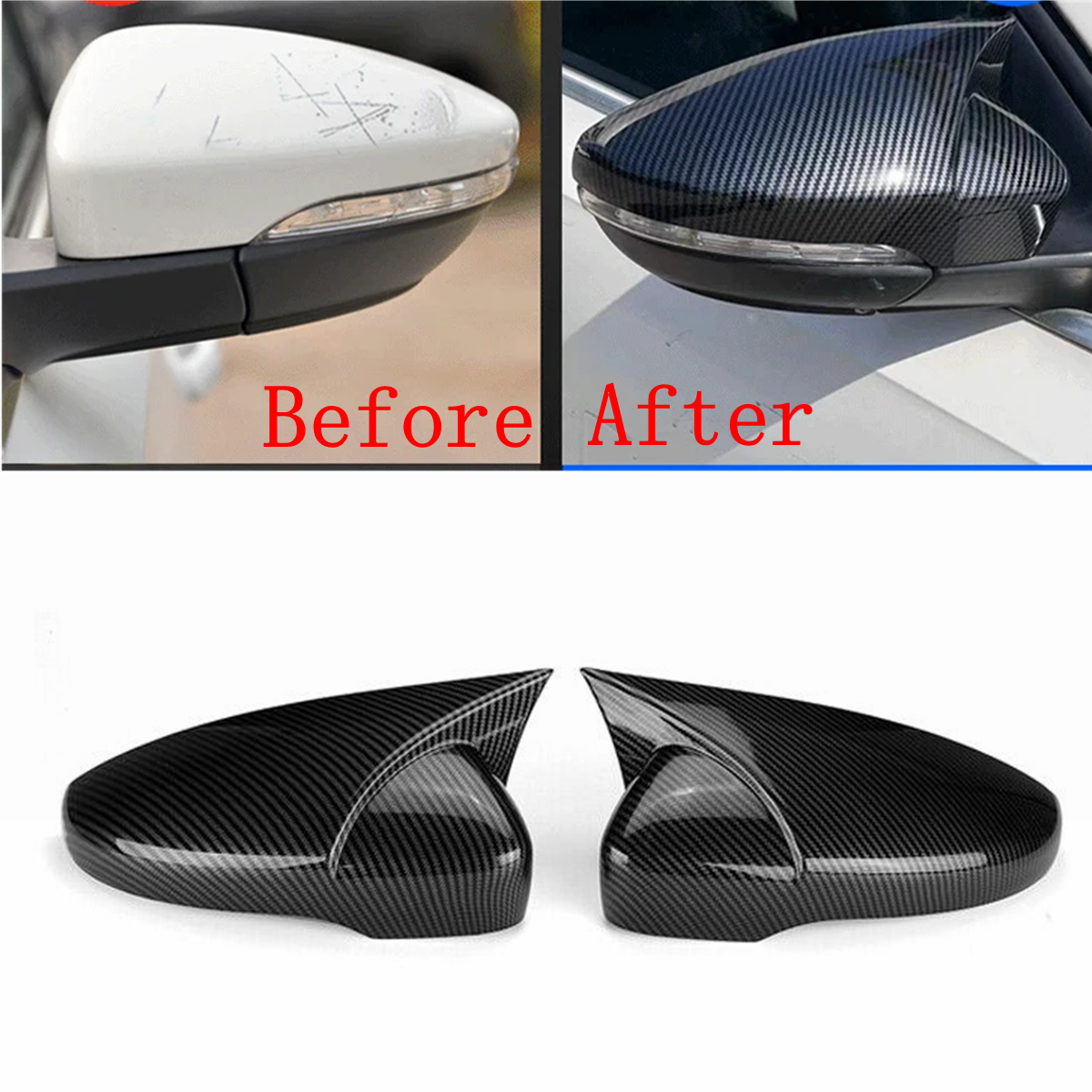 2x Carbon Look Side Wing Mirror Cover Cap For VW Jetta MK6 Passat B7 CC