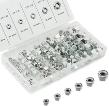 Neiko 50432A Nylon Lock Hex Nut Assortment Kit, 150 Pieces | SAE Sizes