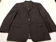 Stafford Mens 42R 3 Button Blazer Gray Striped Long Sleeve 100 Wool