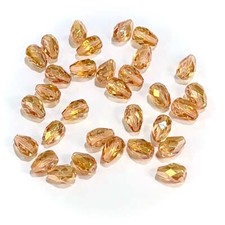 Czech Glass Pear Shaped Fire Polished Beads 10x7mm Peach Rosaline AB 30pcs CF289