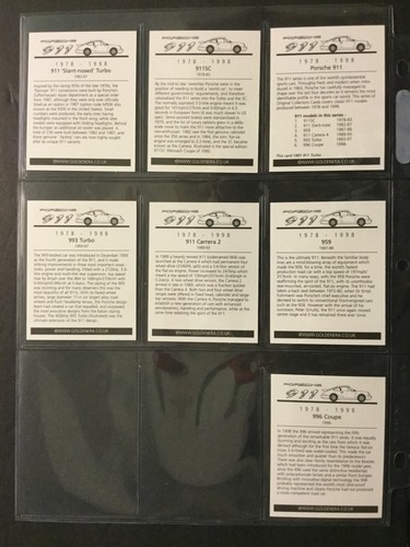 2003 Golden Era Porsche 911 1978-98 (Cars) Set of 7 Cards Sku950N - Picture 2 of 2