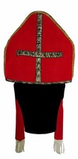 Bischofsmütze (rot/gold) Nikolausmütze Papstmütze Hut Verkleidung Kostüm Kirche