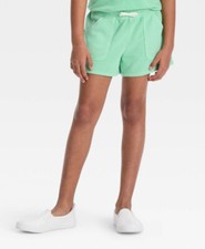 Girls' French Terry Elastic Waistband Pull-On Shorts Cat  Jack Soft Green S 6/7