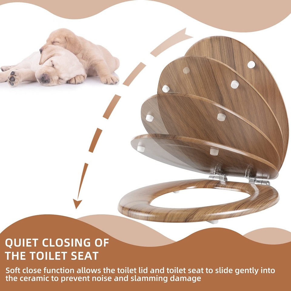 Elongated Toilet Seat Molded Wood Toilet Seat with Quietly Close and