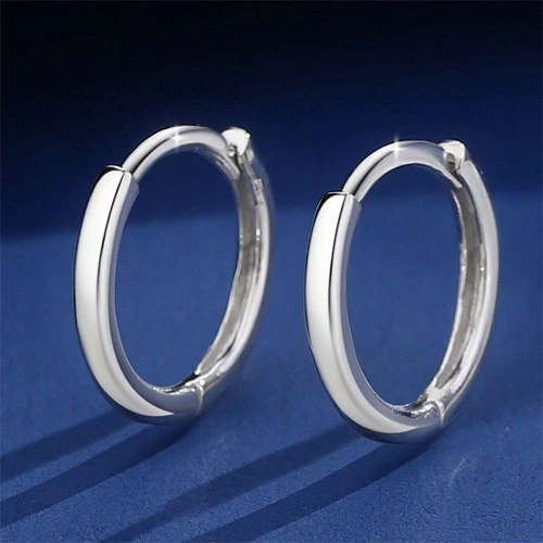 Reines massives Platin 950 Creolen Damen Glück glatt glänzend Kreis Ohrringe 1,4-1,6 g - Bild 2 von 7