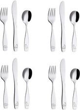 Exzact Children's 12 PCS Stainless Steel Cutlery Set Kids Toddler Baby Dinosaur