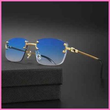 Retro Rimless Square Sunglasses UV400 Small Gradient High Quality Party Eyewear